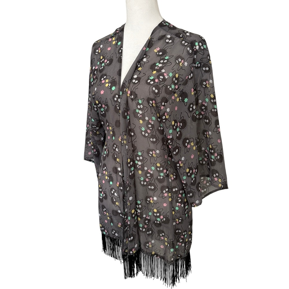 Studio Ghibli Soot‎ Sprite Kimono Sheer Lightweight Black Fringe
